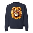 thumbnail image 1 of Lion With Sunglasses Animal Lover Unisex Crewneck Graphic Sweatshirt, Navy, Small, 1 of 3