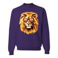thumbnail image 1 of Lion With Sunglasses Animal Lover Unisex Crewneck Graphic Sweatshirt, Purple, Small, 1 of 3