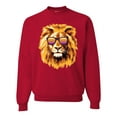 thumbnail image 1 of Lion With Sunglasses Animal Lover Unisex Crewneck Graphic Sweatshirt, Red, Large, 1 of 3