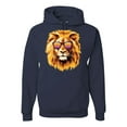 thumbnail image 1 of Lion With Sunglasses Animal Lover Unisex Graphic Hoodie Sweatshirt, Navy, X-Large, 1 of 3