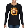 thumbnail image 1 of Lion With Sunglasses Animal Lover Womens Graphic Long Sleeve T-Shirt, Black, Small, 1 of 3