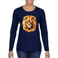 thumbnail image 1 of Lion With Sunglasses Animal Lover Womens Graphic Long Sleeve T-Shirt, Navy, 2XL, 1 of 3