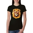 thumbnail image 1 of Lion With Sunglasses Animal Lover Womens Slim Fit Junior Tee, Black, Small, 1 of 3