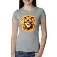 thumbnail image 1 of Lion With Sunglasses Animal Lover Womens Slim Fit Junior Tee, Heather Grey, Small, 1 of 3