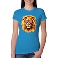 thumbnail image 1 of Lion With Sunglasses Animal Lover Womens Slim Fit Junior Tee, Turquoise, X-Large, 1 of 3