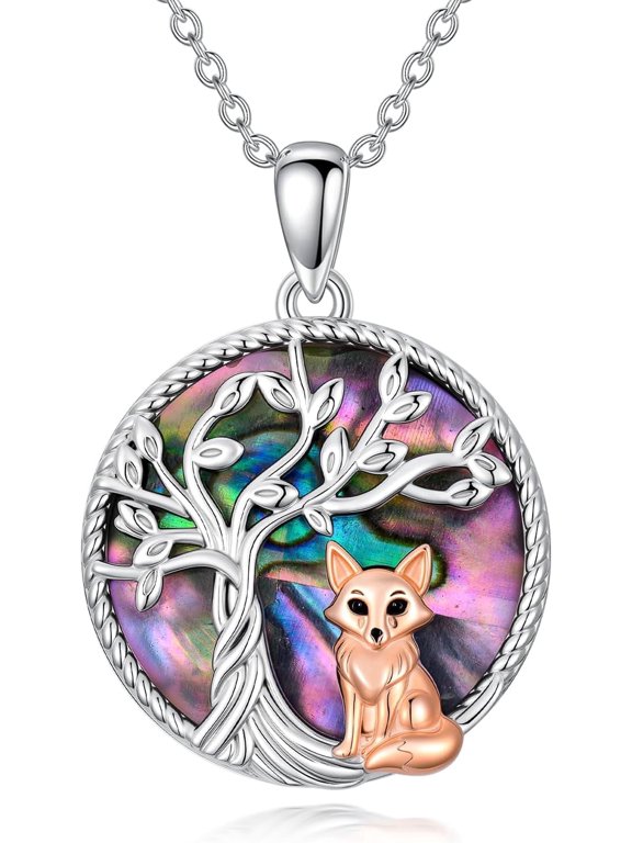 Lion Wolf Cat Necklace S925 Sterling Silver Tree of Life Necklaces Animal Jewelry Gifts for Women Mom Wife