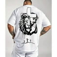 thumbnail image 1 of "Lion and Cross Christian T-Shirt – Faith-Inspired Graphic Tee with Crown of Thorns Design for Men & Women", 1 of 6