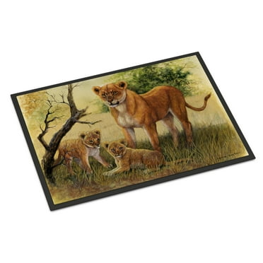 Lion and Cubs by Daphne Baxter Doormat 24x36