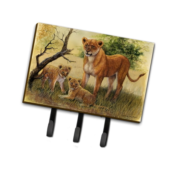 Lion and Cubs by Daphne Baxter Leash or Key Holder