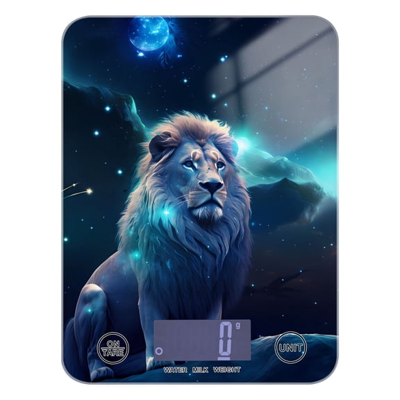 Lion and Moon Food Scale Digital Kitchen Scale Waterproof Tempered Glass Tare Function 11 lb for Baking Cooking Meal Prep