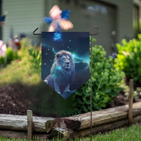 Lion and Moon Garden Flag 18" x 12.5" Double Sided Yard Lawn Outdoor Decor Small Yard Flags