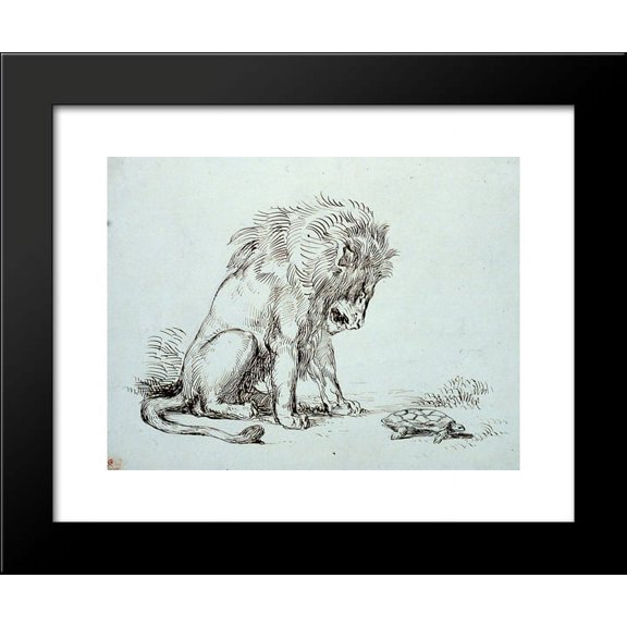 Lion and Tortoise 20x24 Framed Art Print by Eugene Delacroix