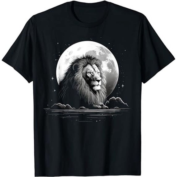 Lion face with moon art head for lover lions King of Animals T-Shirt