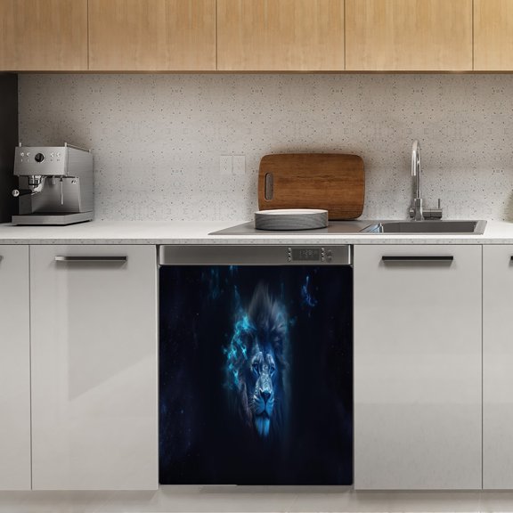 Lion in Space Galaxy Print Dishwasher Magnet Cover Decorative Sticker for Home Cabinet Kitchen 23" x26"