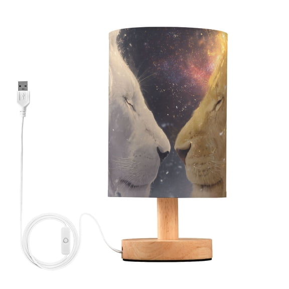 Lion in Universe Table Lamp with USB Port LED Warm Light Lamp Night Light Home Decor
