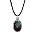 thumbnail image 1 of Lion in the Dark Antiqued Oval Charm Pendant with Black Satin Cord, 1 of 3