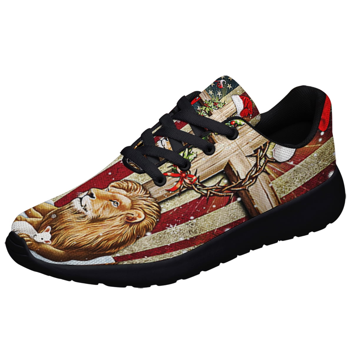 Lion of Judah Jesus ChriStCross ChriStas Jesus Is The Reason For The Season Shoes Sneakers Black Size 3.5