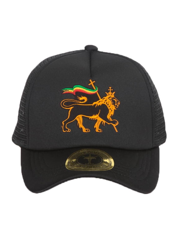 Lion of Judah Rasta Black Adjustable Trucker Hat