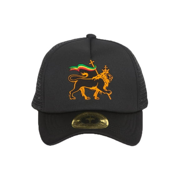Lion of Judah Rasta Black Adjustable Trucker Hat