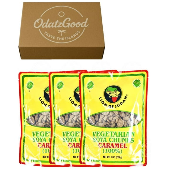 Lion of Judah Soya Chunks Caramel 8oz (226g) 3-Pack  Curated & Packaged by ODatzGood