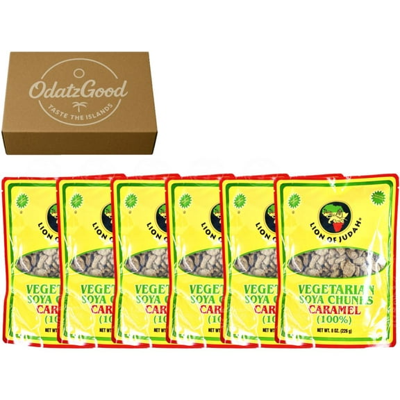 Lion of Judah Soya Chunks Caramel 8oz (226g) 6-Pack Curated & Packaged by ODatzGood