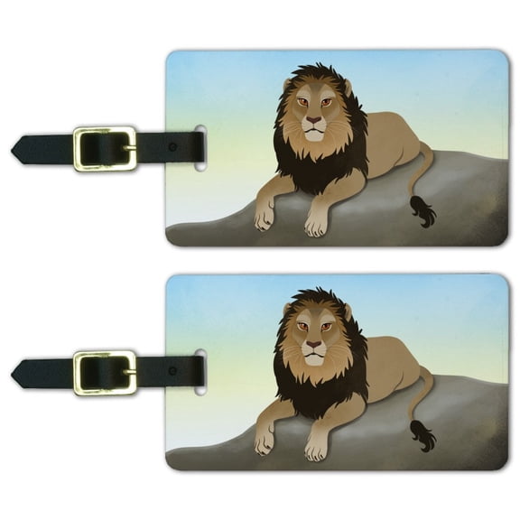Lion on a Rock Luggage ID Tags Suitcase Carry-On Cards - Set of 2