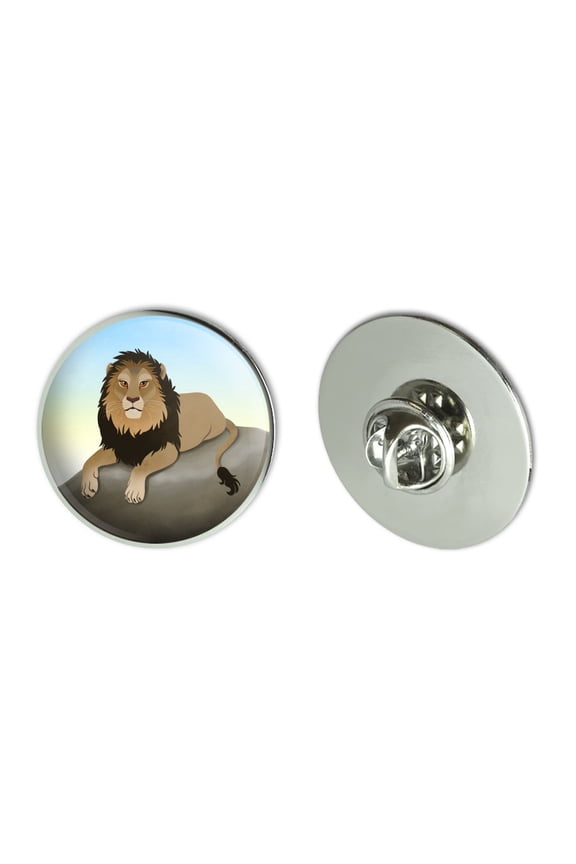 Lion on a Rock Metal 1.1" Tie Tack Hat Lapel Pin Pinback