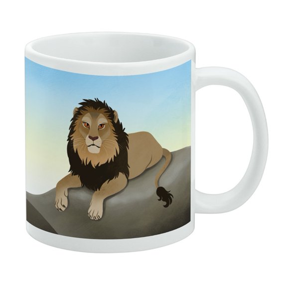 Lion on a Rock White Mug