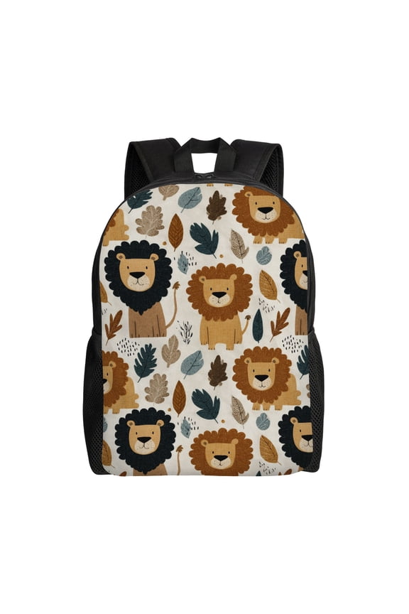 Lion pattern design Backpack with 15 Inch Laptop Compartment,Water-Resistant Daypack, Large Capacity Backpack with Adjustable Breathable Shoulder Straps for Daily Use Travel Gym