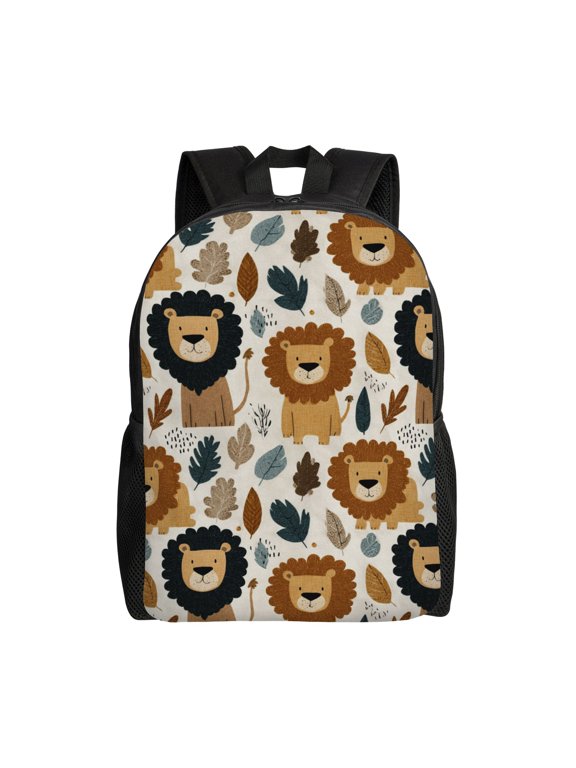Lion pattern design Backpack with 15 Inch Laptop Compartment,Water-Resistant Daypack, Large Capacity Backpack with Adjustable Breathable Shoulder Straps for Daily Use Travel Gym
