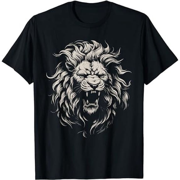 Lion roar head art face for lovers lions King African Animal T-Shirt