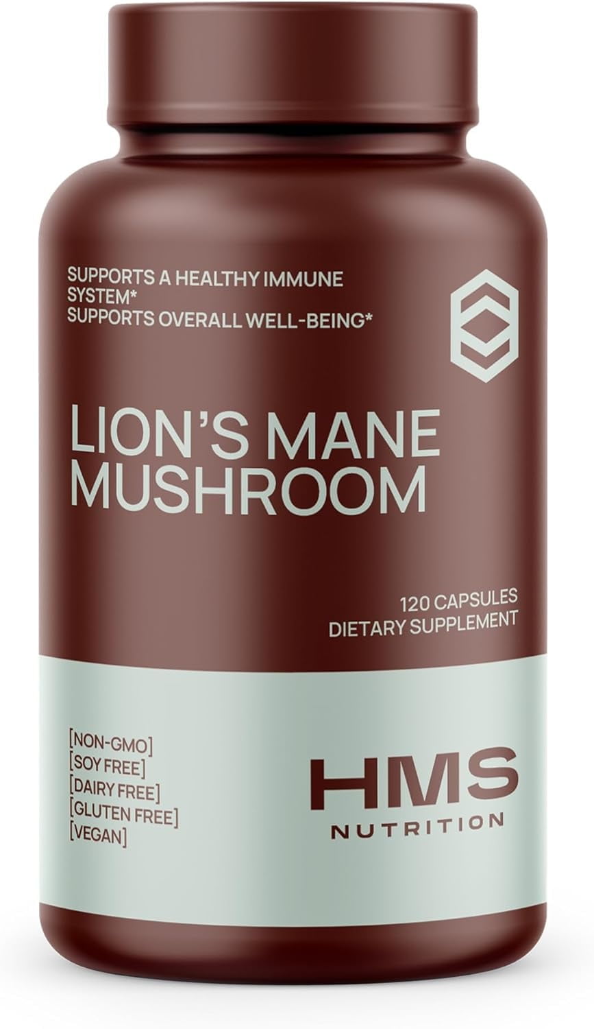 Lion's Mane Mushroom - HMS Nutrition - Potent 1000mg Capsules Non-GMO Vegan Supplement