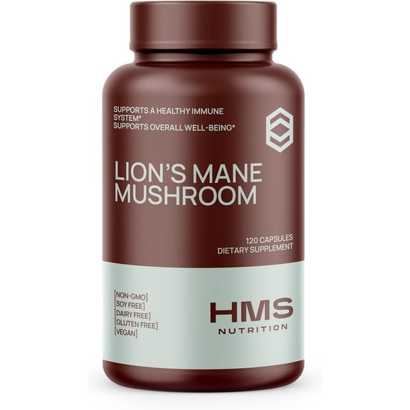 Lion's Mane Mushroom - HMS Nutrition - Potent 1000mg Capsules Non-GMO Vegan Supplement