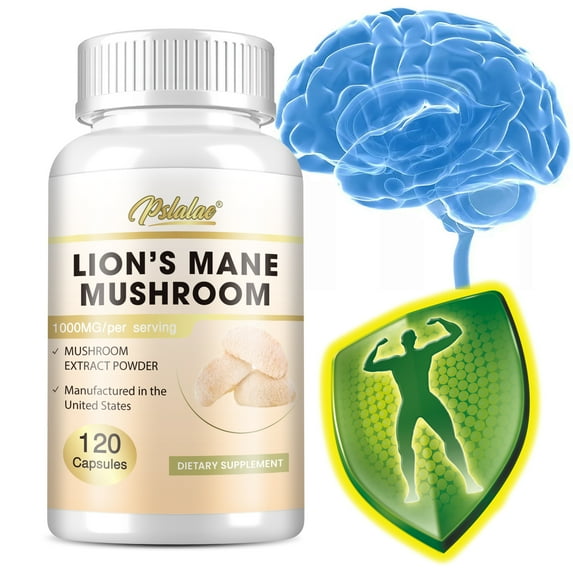 Lion's Mane Mushroom - Support Mood and Cognitive Function, Brain & Nervous System Health - 120 Capsules