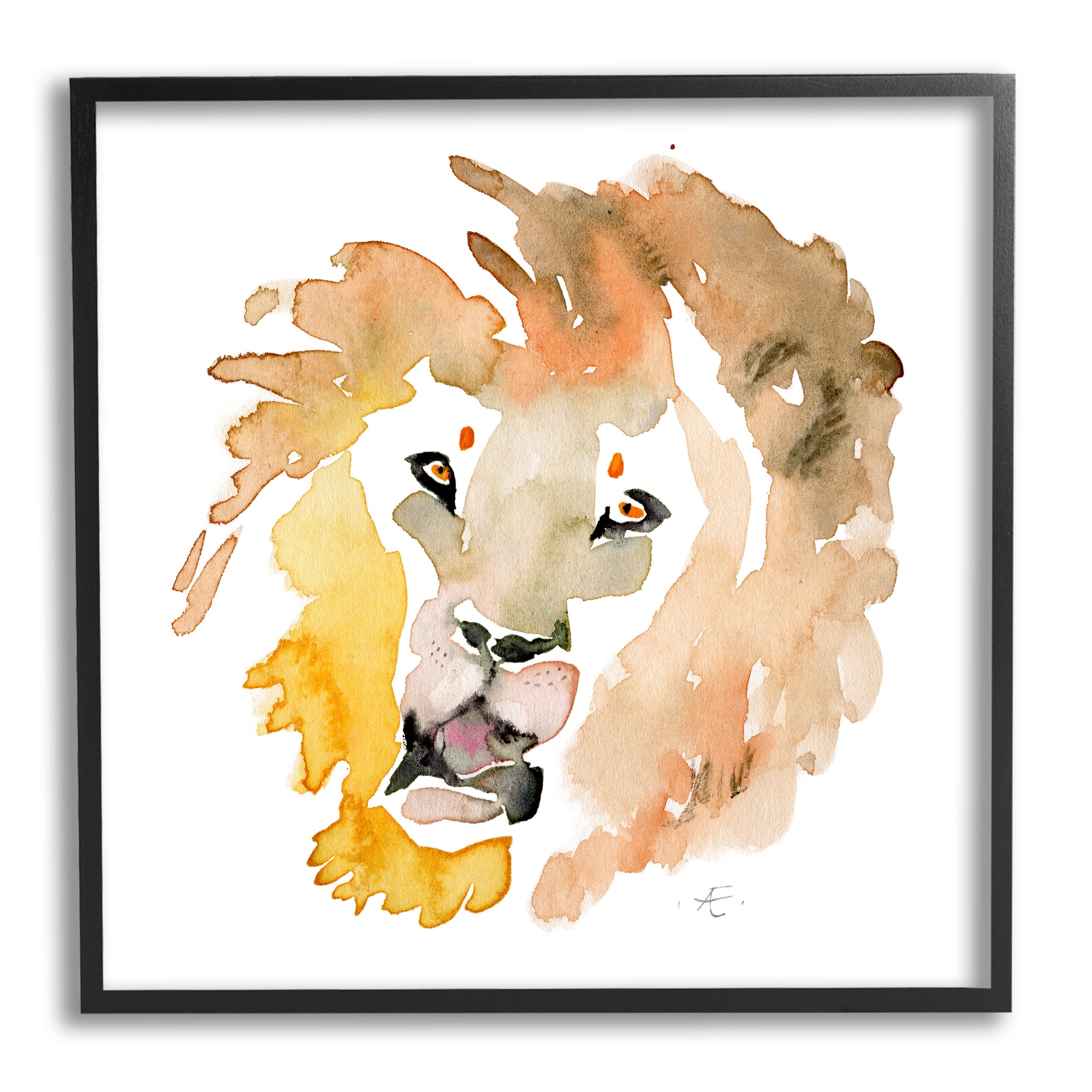 Lion's Mane Sun Portrait Minimal Safari Animal Animals & Insects Framed Art Print Wall Art, 17x17