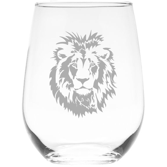 C&M Personal Gifts 17 oz Lion Face Stemless Wine Glass