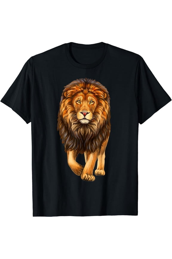 Lion walking realistic for lovers lion King African Animal T-Shirt