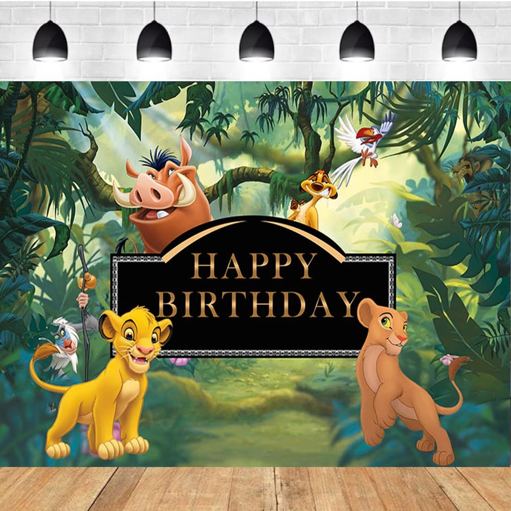 Lion wild theme backdrop,Friends in the forest Birthday party supplies decoration, jungle adventure theme photo baby shower backdrop, Lion King banner 5 x 3 feet