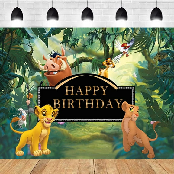 Lion wild theme backdrop,Friends in the forest Birthday party supplies decoration, jungle adventure theme photo baby shower backdrop, Lion King banner 5 x 3 feet