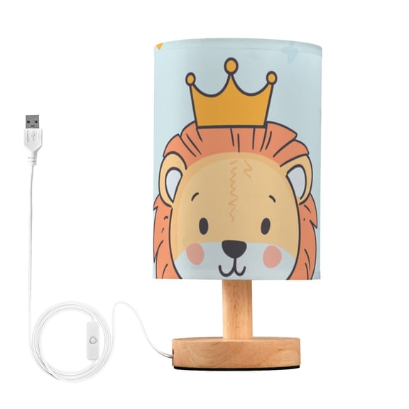 Lion with Crown Hearts Stars Table Lamp with USB Port LED Warm Light Lamp Night Light Home Decor