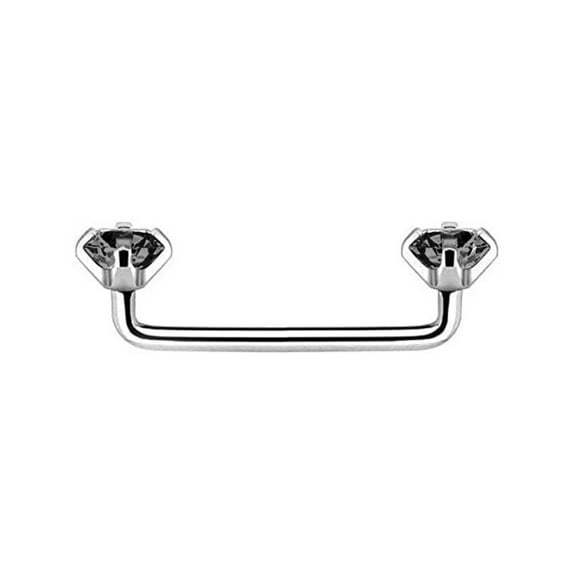 LionGothic 316L Surgical Steel 14G Internally Threaded Staple Surface Barbell with Prong Setting CZ