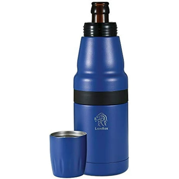 LionRox Chillax12 Beer Bottle and Can Insulator , Fully Vacuum Insulated Double Walled Stainless Steel Beer Bottle and Can Cooler , Beer Bottle and Can Holder (Navy Blue)