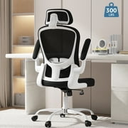 Lioncin High Back Ergonomic Desk Chair Office Chair, Breathable Mesh Desk Chair with Adjustable Lumbar Support and Headrest,White