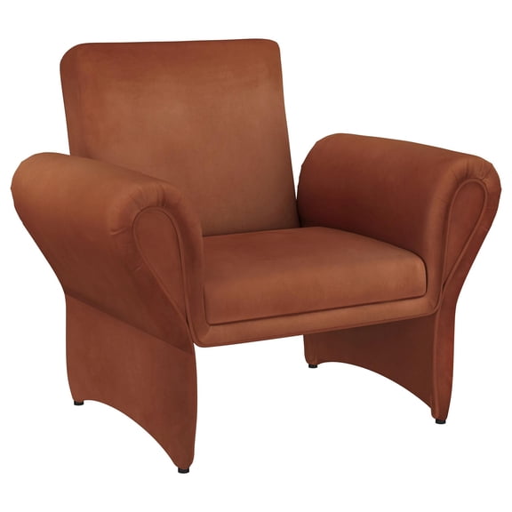 Lione Accent Armchair, Contemporary Rolled Flared Arms, Rust Brown