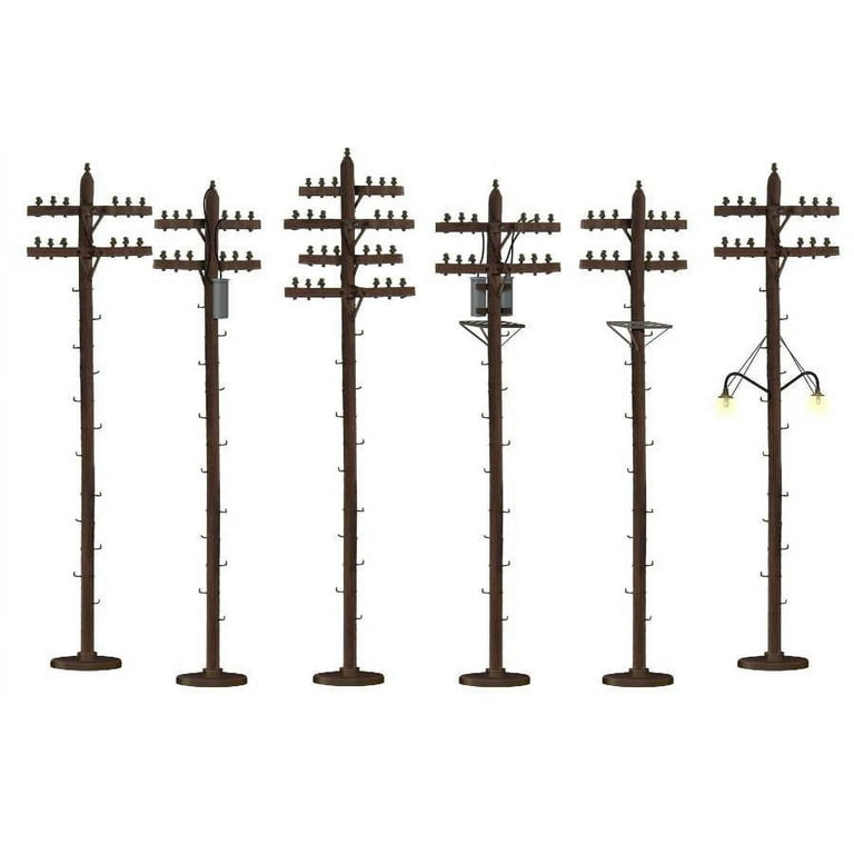 Lionel O Gauge 6-37939 Telephone Poles Assorted some w/Transformers & Lights Lionel O Gauge 6-37939 Telephone Poles Assorted some w/Transformers & Lights