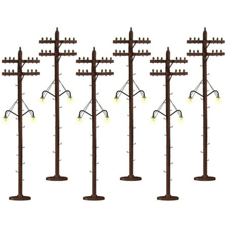 Lionel 6-37995 Scale Telephone Poles with Operating Street Lights (Pack of 6)