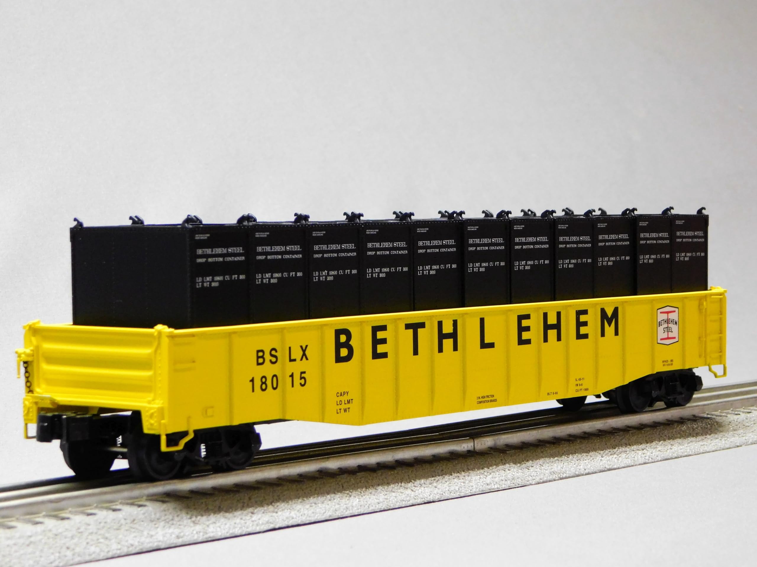 Lionel Bethlehem Steel PS-5 Gondola W/ CONTAINERS O Gauge 2426260, 2426250
