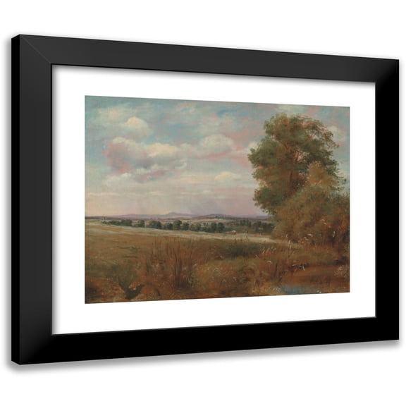 Lionel Constable 14x12 Black Modern Framed Museum Art Print Titled - Landscape at Hampstead, with Harrow in the Distance (1849 - 1855)