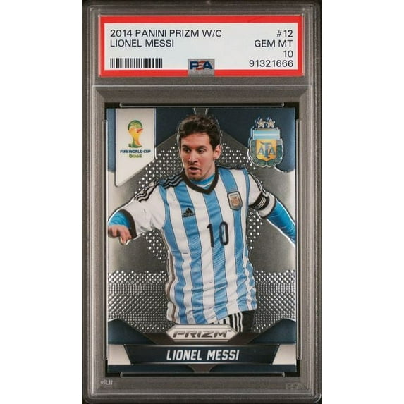 Lionel Messi 2014 Panini Prizm World Cup Soccer Card #12 Graded PSA 10