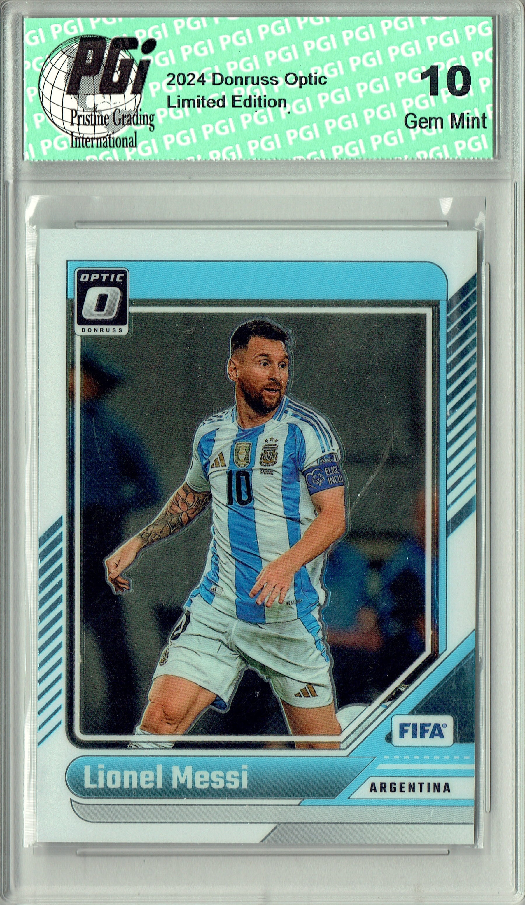 rare messi cards Lionel Messi 2024 Donruss Optic #80 Argentina Champions Rare Trading Card  PGI 10